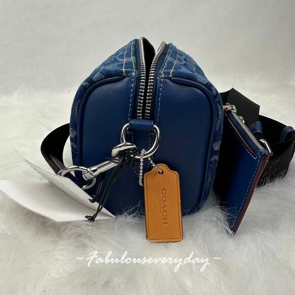 Coach Men's Axel Crossbody In Signature Denim/Deep Blue CY892 + Pouch NWT - Picture 6 of 10